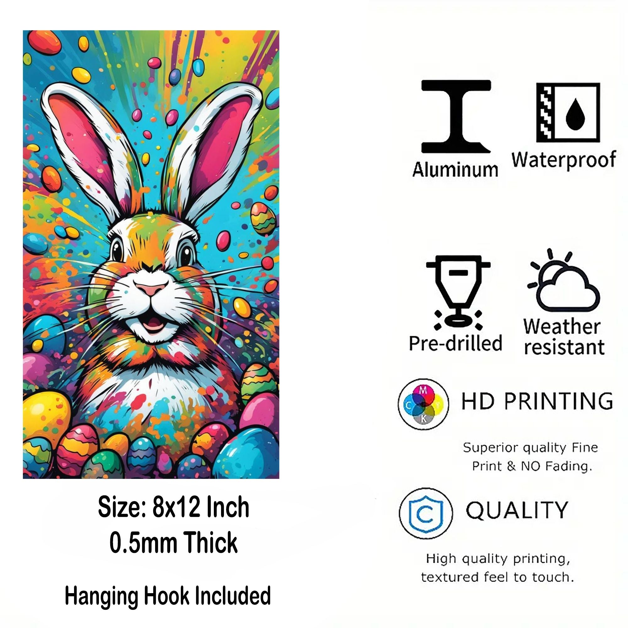 color burst easter bunny wall art