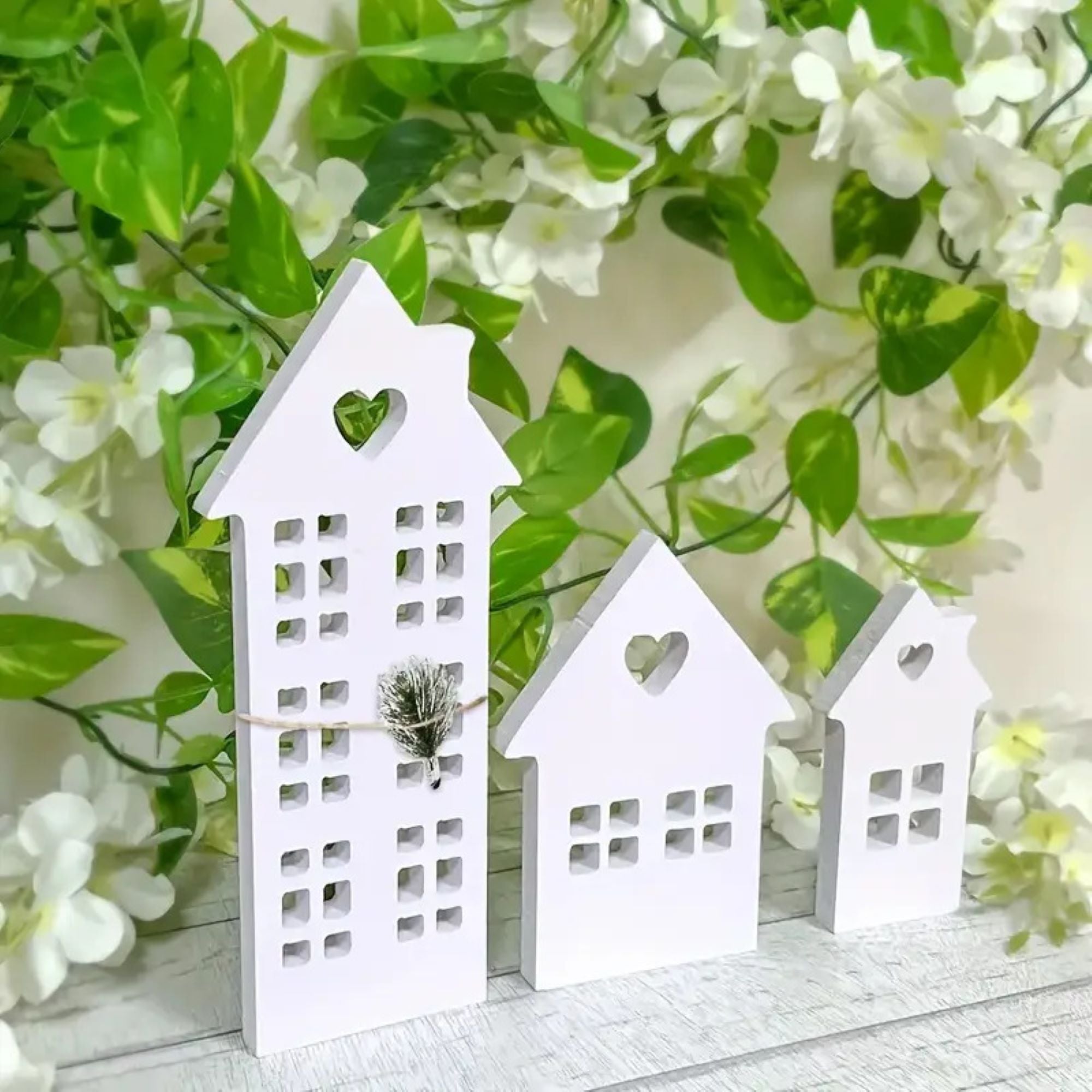 wooden house tabletop decor set