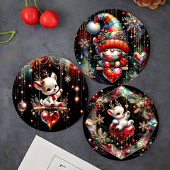 American Elm Christmas Gnome Printed Sunboard Coasters Set of 6 | 3 mm Thick, Drink Coasters, Christmas Theme