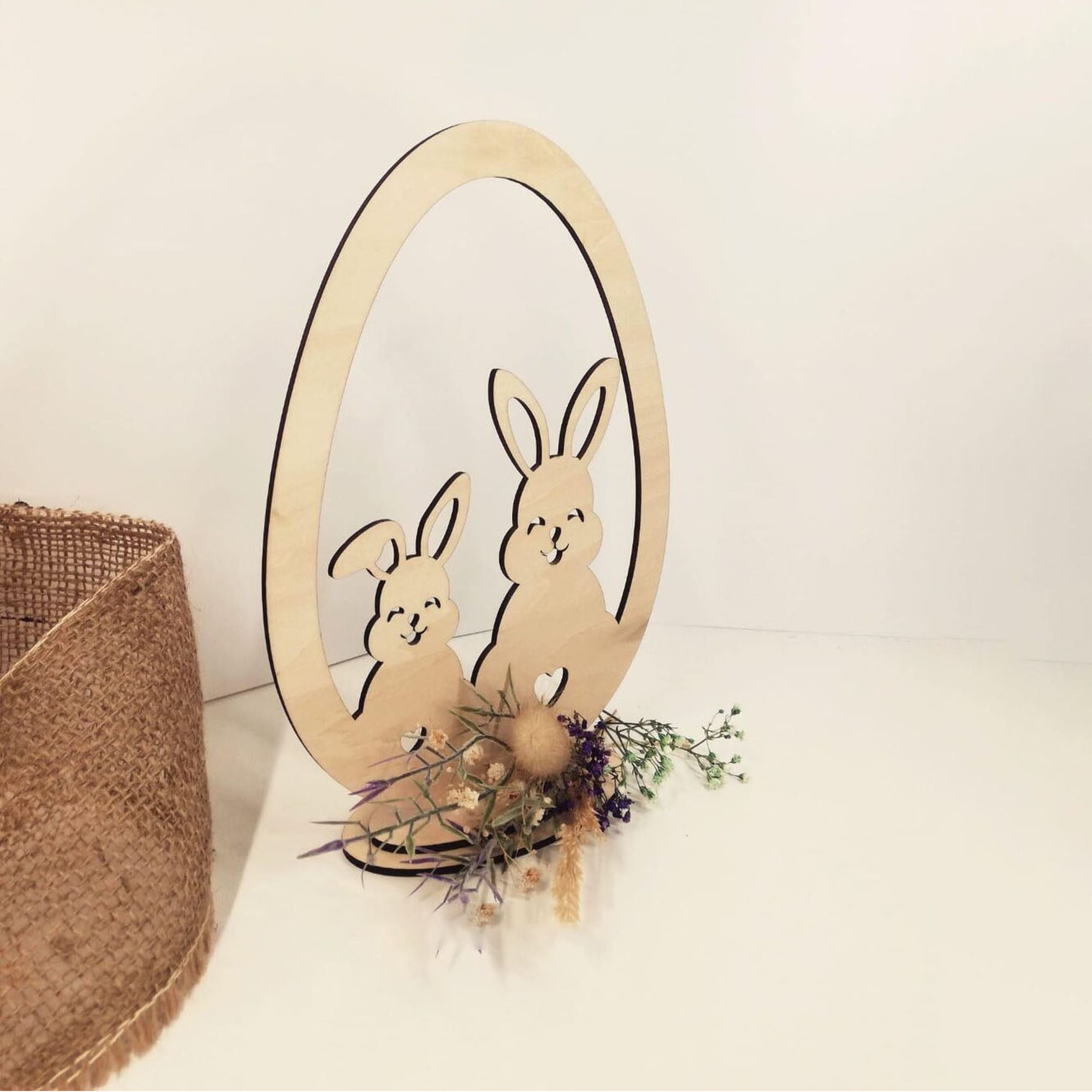 decorative wooden Easter rabbit egg holder for home table