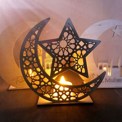American Elm 2 Pcs Moon Star Wooden Craft Ornament DIY Tabletop
