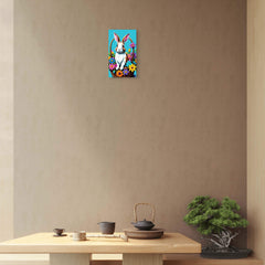 spring season bunny floral wall decor for home decoration