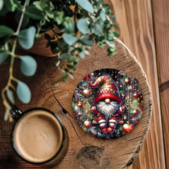 American Elm Christmas Gnome Printed Sunboard Coasters Set of 6 | 3 mm Thick, Drink Coasters, Christmas Theme