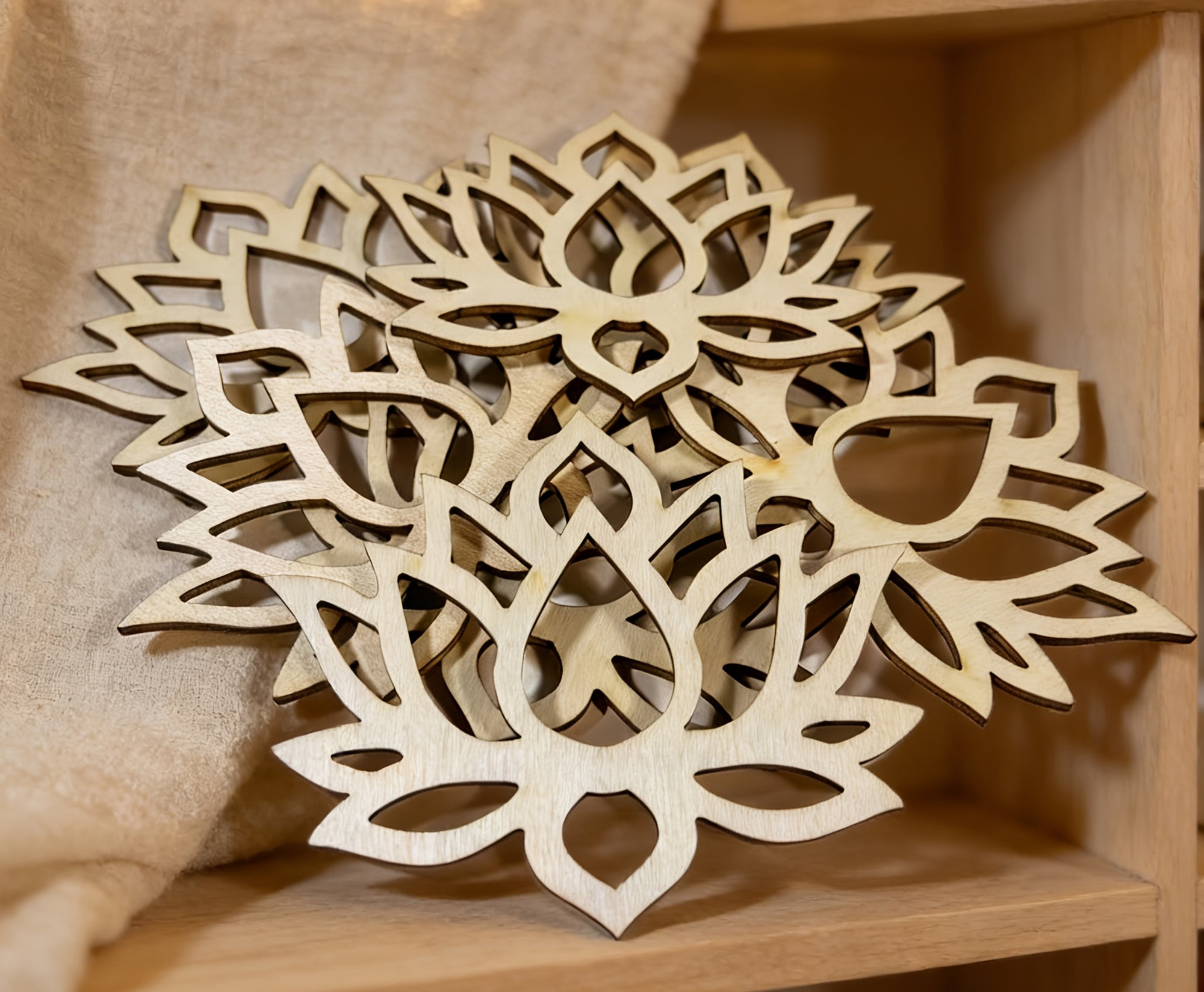 wooden lotus coasters for diwali table decoration