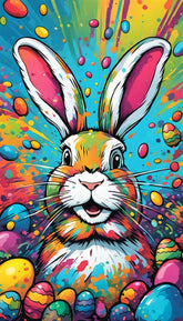 colorful easter bunny wall art
