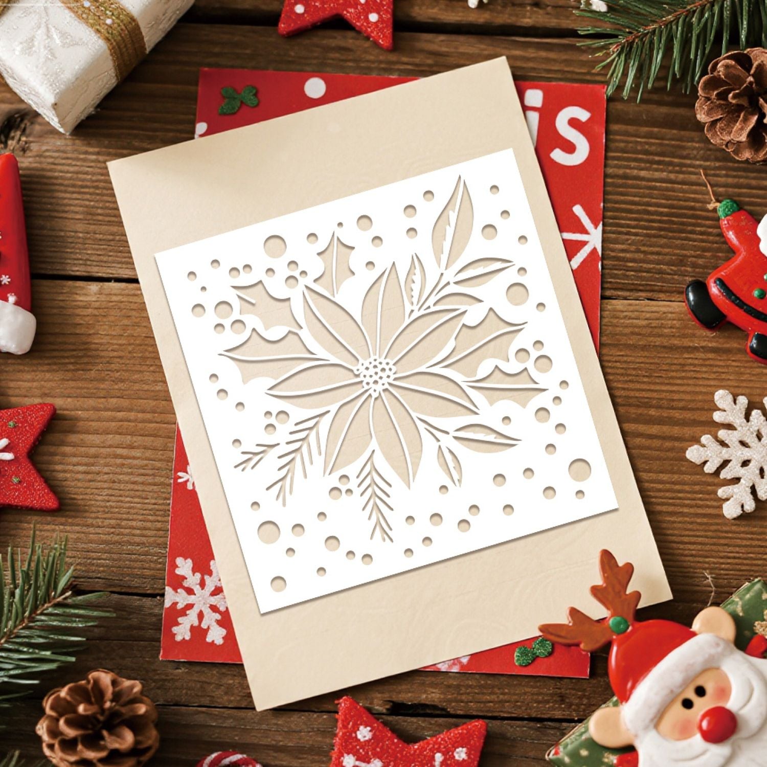 plastic christmas design stencil for card making and home decor