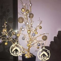 festive wooden hanging decorations