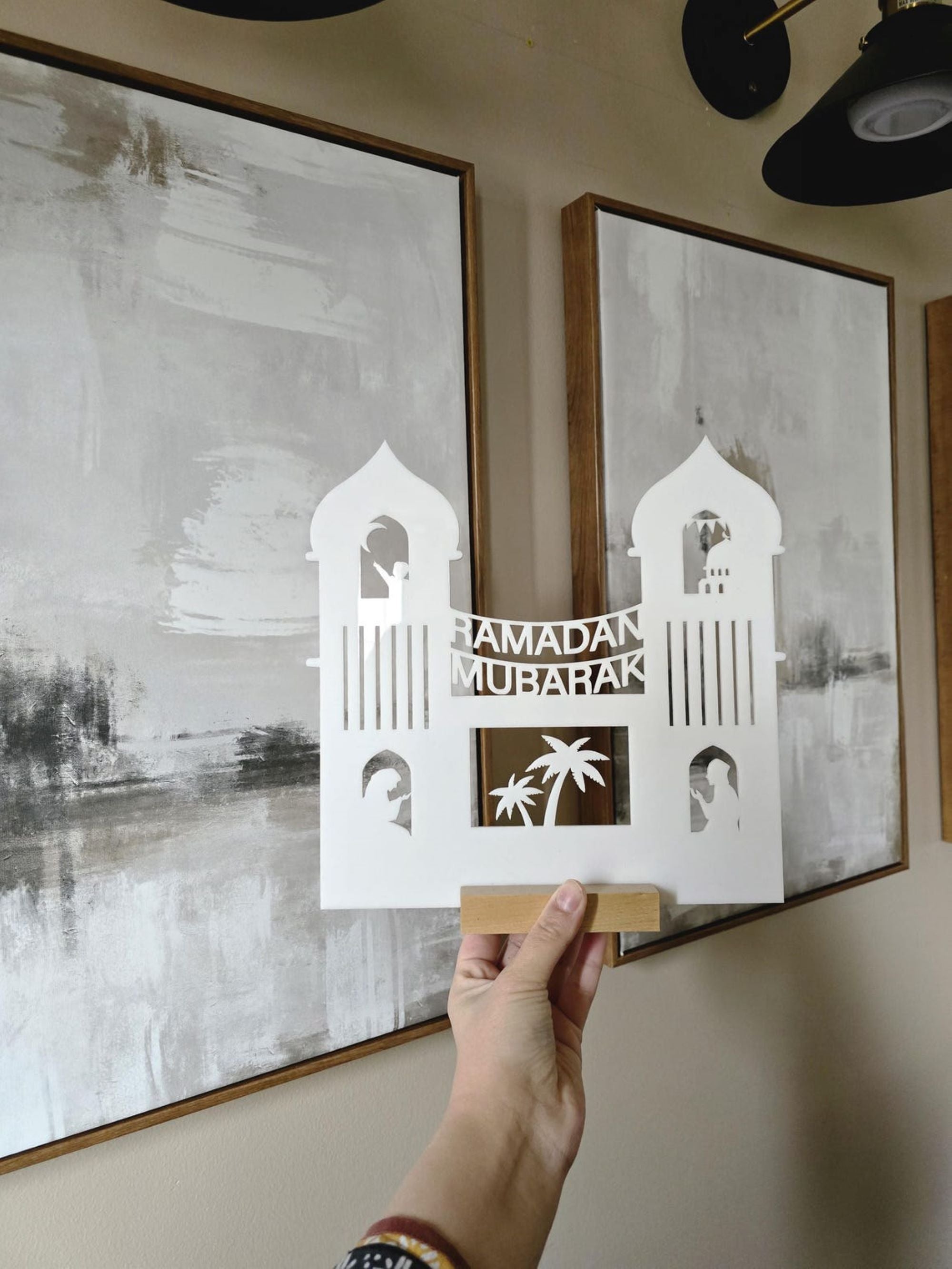 white acrylic ramadan decor