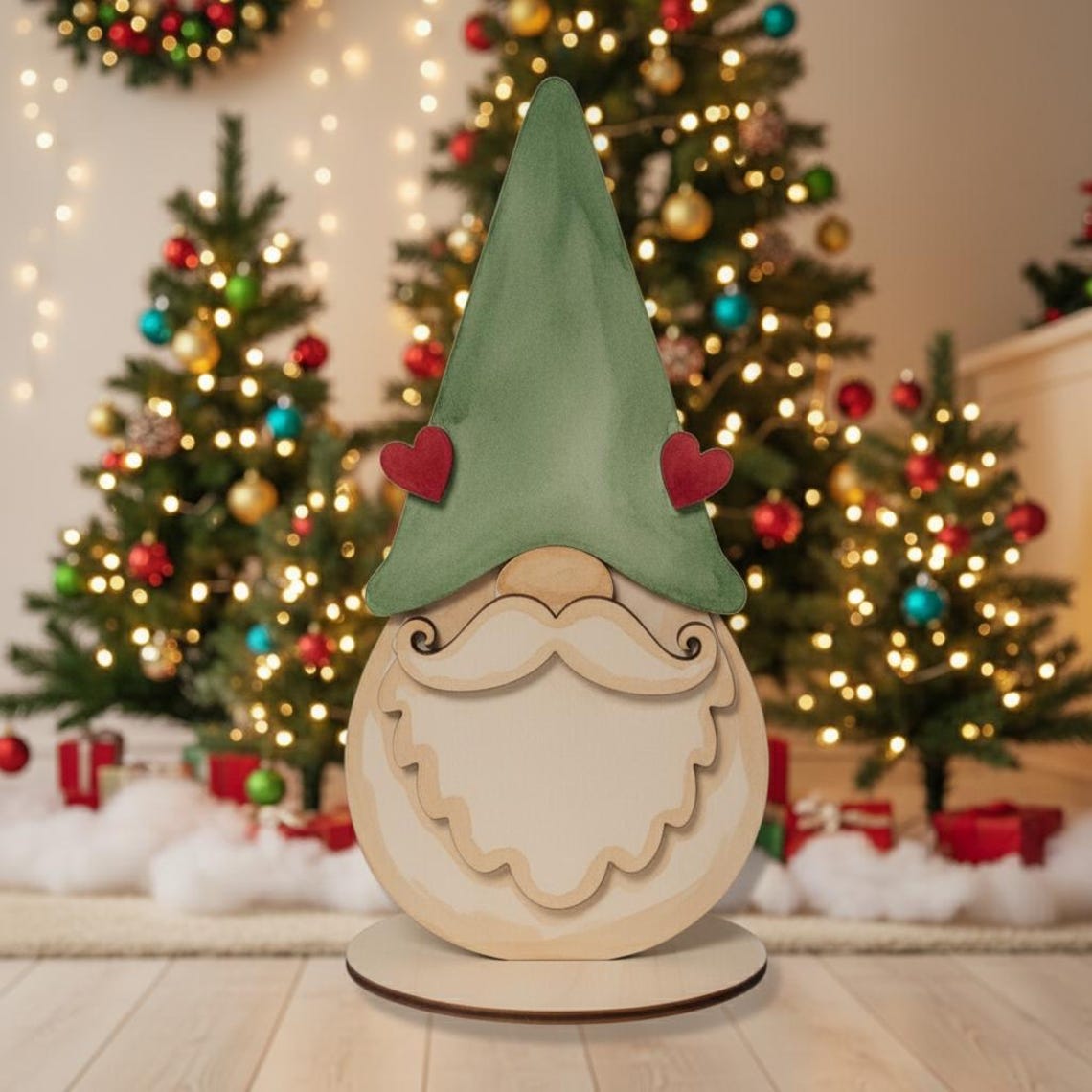 Wooden gnome Christmas ornament