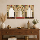 Mughal Arch Floral Mirror Wall Decor Set of 3