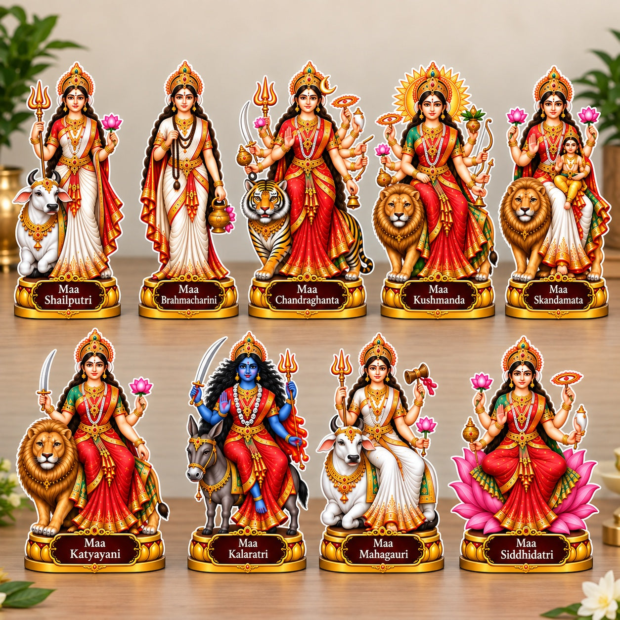 Navdurga 9 forms standing showpiece