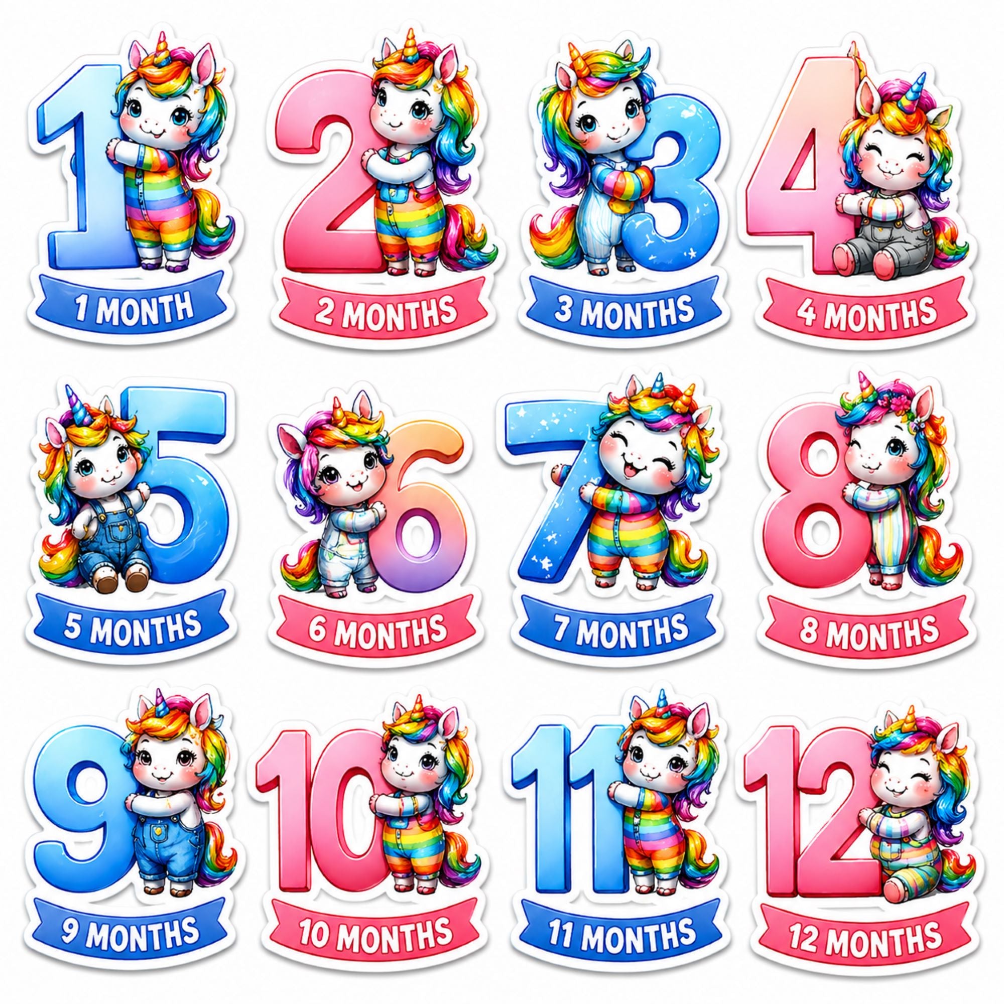 unicorn theme baby milestone cards