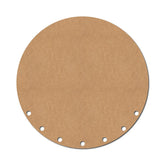 Round cardboard cutout with holes on a white background