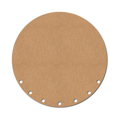 Round cardboard cutout with holes on a white background
