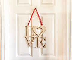 Cliths Pack of Wooden Heart for Wall Decor, Wall Hanging, Wooden Love Door Sign , Word Sign, Bedroom Heart Door Decor. Front Door Hanger