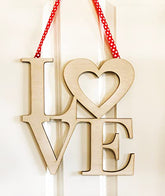 Cliths Pack of Wooden Heart for Wall Decor, Wall Hanging, Wooden Love Door Sign , Word Sign, Bedroom Heart Door Decor. Front Door Hanger