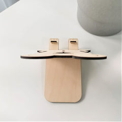 Whittlewud Foldable Bear Wood Cell Phone Holder Stand for Desk - Fun Wooden Phone Stand for Table - Stand for All Mobile Phones, iPhone