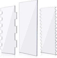 Whittlewud Pack of 3 Pieces Cake Scrapers Clear Acrylic Cake Icing Scraper, Cake Edge Stripe Combs for Cream Cakes Decoration