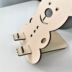 Whittlewud Foldable Bear Wood Cell Phone Holder Stand for Desk - Fun Wooden Phone Stand for Table - Stand for All Mobile Phones, iPhone
