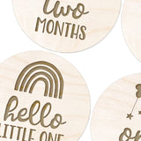 Cliths Pack of 13 Pieces Baby Milestone Cards, Wooden Baby Monthly Milestone Cards, Rainbow, Rainbow Milestone Cards