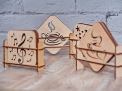 American-Elm 4mm Thick Stand with Set of 4 Coasters for Cups and Glass, Square Drink Coaster, Decorative for Home & Kitchen