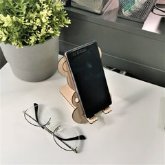 Whittlewud Foldable Bear Wood Cell Phone Holder Stand for Desk - Fun Wooden Phone Stand for Table - Stand for All Mobile Phones, iPhone