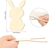 American-Elm 10 Pieces Easter Wooden Bunny Cut-Outs, Unfinished Wood Rabbit Cut-Outs, Easter Wood Bunny Slice Ornament for Easter Spring Home Decor Classroom DIY Craft