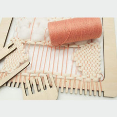 Whittlewud Pack of 4 Weaving Loom 1 Frame with 2 Needle, 1 Comb (11 x 0.98 Inch) Wooden Multi-Craft Weaving Loom Arts & Crafts Develops Creativity Weaving Frame Loom with Stand for Beginner