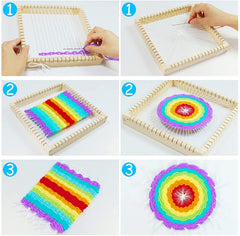 Whittlewud Wooden Multi-Craft Weaving Loom Frame (23 X 23cm?for Beginner Including Crafting Frame, Wood Loom Frame,