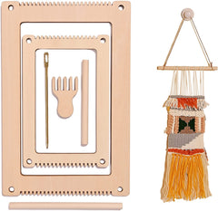 Whittlewud Set of 2 (11.9 x 7.8In) & (8 x 5.2In) Weaving Looms Mini Loom with Weaving Needle Wooden DIY Weaving Loom for Kids, Small Weaving Loom for Adult Multi-Craft Knitting