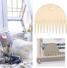 Whittlewud Pack of 5 Teeth (2.8Inch x 3Inch) Wooden Weaving Comb, Portable Tapestry Weaving Loom Comb Tool DIY Braided Accessories