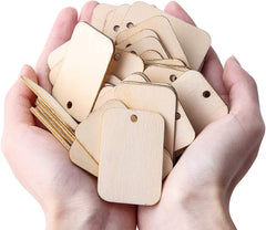 Cliths Pack of 50 pcs Unfinished Wooden 1.34 Inch x 2 Inch Rectangle Cutouts for Art & Craft, Wooden Rectangle Shape Blank Slices