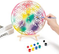 Cliths Pack of 1 Piece Wooden Flower of Life Wall Art Wooden Crystal Grid Sacred Geometry Wall Decor Meditation Spiritual Zen Home Decor