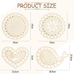 Whittlewud Pack of 4 Pieces Embroidery Floss (11cm x 143.6cm) Thickness 4mm Organizer Wooden Cross Stitch Floss Wooden Thread Keeper Sewing Floss 20 Holes for Cross Stitch Carved Sorter