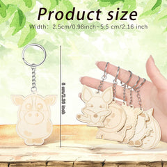 Cliths 13 Pieces Animal Wooden Keychain Blanks Unfinished Wooden Slices Cutouts Ornaments Keychains