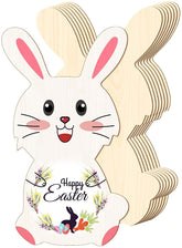 American-Elm 10 Pieces Easter Wooden Bunny Cut-Outs, Unfinished Wood Rabbit Cut-Outs, Easter Wood Bunny Slice Ornament for Easter Spring Home Decor Classroom DIY Craft