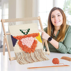 Whittlewud Multi-Craft Weaving Loom Large Frame (16.5In x 15.7In x 1.2In) Wooden Loom Tapestry Loom Creative DIY Weaving Art & Crafts for Kids