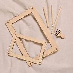 Whittlewud Set of 2 (11.9 x 7.8In) & (8 x 5.2In) Weaving Looms Mini Loom with Weaving Needle Wooden DIY Weaving Loom for Kids, Small Weaving Loom for Adult Multi-Craft Knitting
