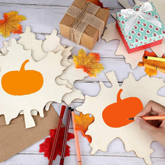 Cliths 6 Pieces Wooden Maple Leaf Unfinished Leaf wood craft Cutout fall Blank Maple Leaf (9.6 x 9.6 Inch)
