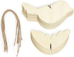 Cliths Pack of 10 pcs Unfinished Wood Birds Cutouts to Paint for DIY Crafts (6.3 x 4.7 x 4 inches)