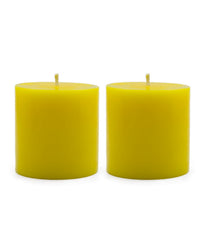 American-Elm Pack of 2 Scented Lemon Aroma Pillar Candle, Highly Scented Lemon Aroma Candle for Diwali Decoration Lightning (2.5x2.5 Inch)