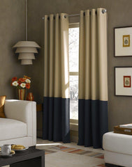 American-Elm 2 Panel Both Sided Blue, Light Beige Room Darkening 2 colour Blackout Curtains
