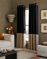 American-Elm Set Of 2 Both Sided Black, Light Brown Room Darkening Blackout Twins Curtains