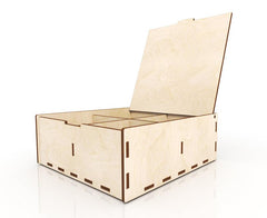 AmericanElm Decorative Oxidised Empty 4 Section Stylish Wooden Box For Multi Use, Colour, decorate DIY Box(6 X 6 X 2 IN)