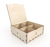 AmericanElm Decorative Oxidised Empty 4 Section Stylish Wooden Box For Multi Use, Colour, decorate DIY Box(6 X 6 X 2 IN)