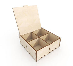 AmericanElm Decorative Oxidised Empty 4 Section Stylish Wooden Box For Multi Use, Colour, decorate DIY Box(6 X 6 X 2 IN)