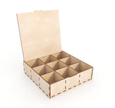 AmericanElm Decorative Oxidised Empty 9 Section Stylish Wooden Box For Crafting Gift Box (10.1 X 9.9 X 2.8 IN)