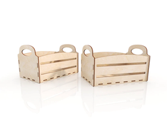 AmericanElm Pack of 2 Handmade Open Wooden Jewellery Box for Women Wooden Jewellery Organizer | Wooden Tray | Wooden Crate/Basket