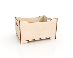 AmericanElm Pack of 2 Open Wooden Jewellery Box for Wooden Tray | Wooden Standard Square Crate with Handle Storage Box