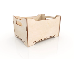 AmericanElm Pack of 2 Open Wooden Jewellery Box for Wooden Tray | Wooden Standard Square Crate with Handle Storage Box